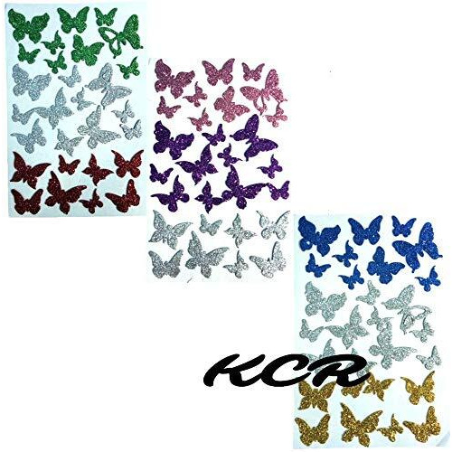 Kcr Eva Foam Glitter Butterfly/Butterflies Self Adhesive Stickers For Kids, Children Learning Or Art & Craft(Set Of 3)