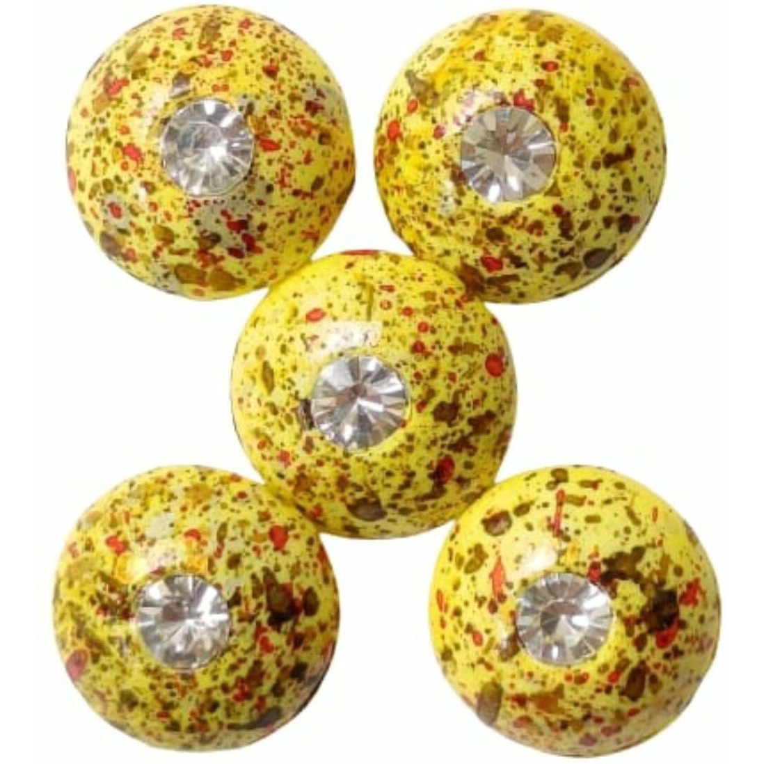Paushak Boutique Yellow Red Designer Printed Button (10 Pieces)