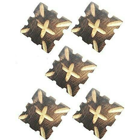 Paushak Boutique Wooden Double Shaded Square Button (5 Pieces)