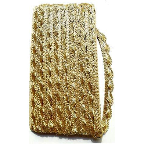 Paushak Boutique Golden Designer Lace (9 Metre)