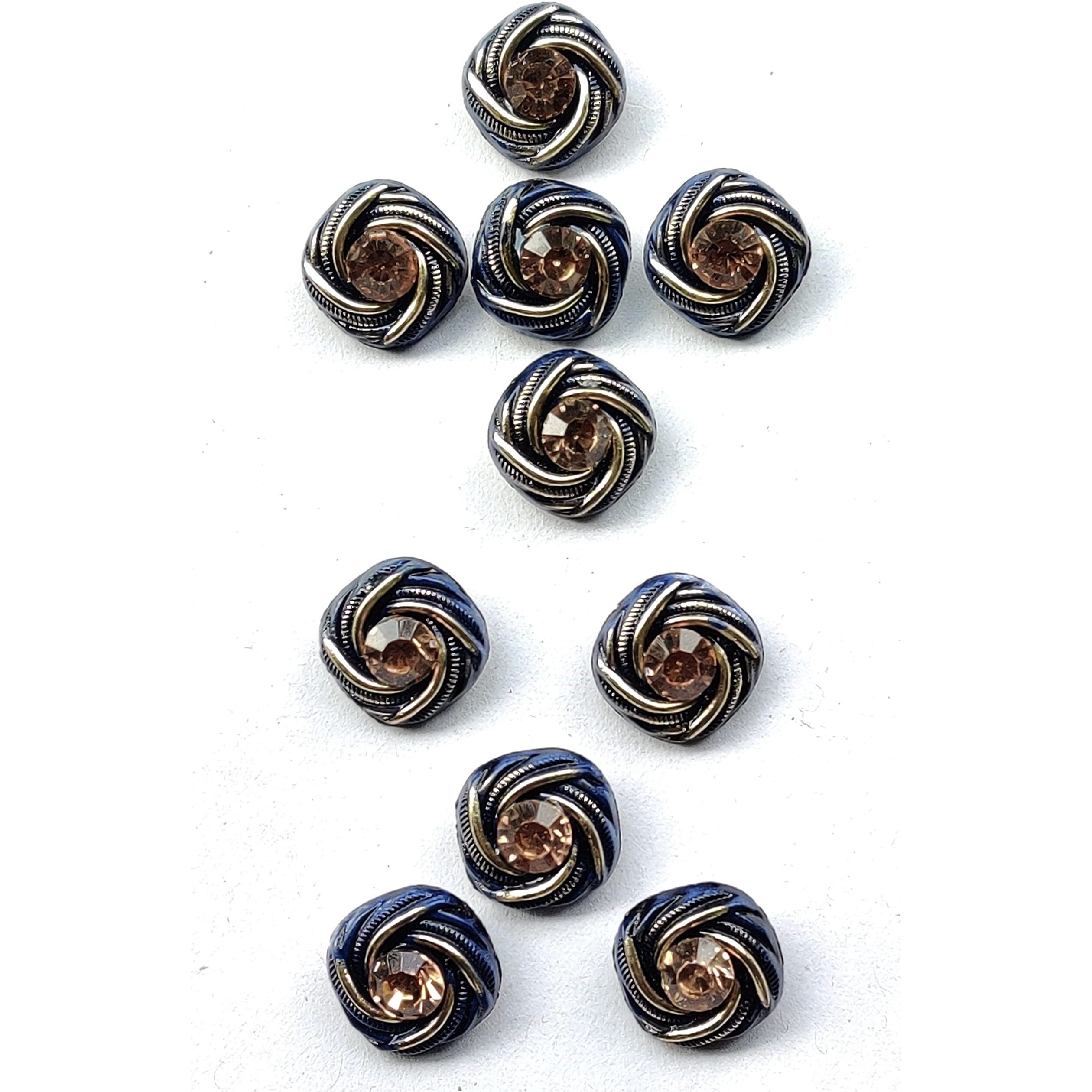 Paushak Boutique Square Navy Blue & Golden Button (Piece Of 10)
