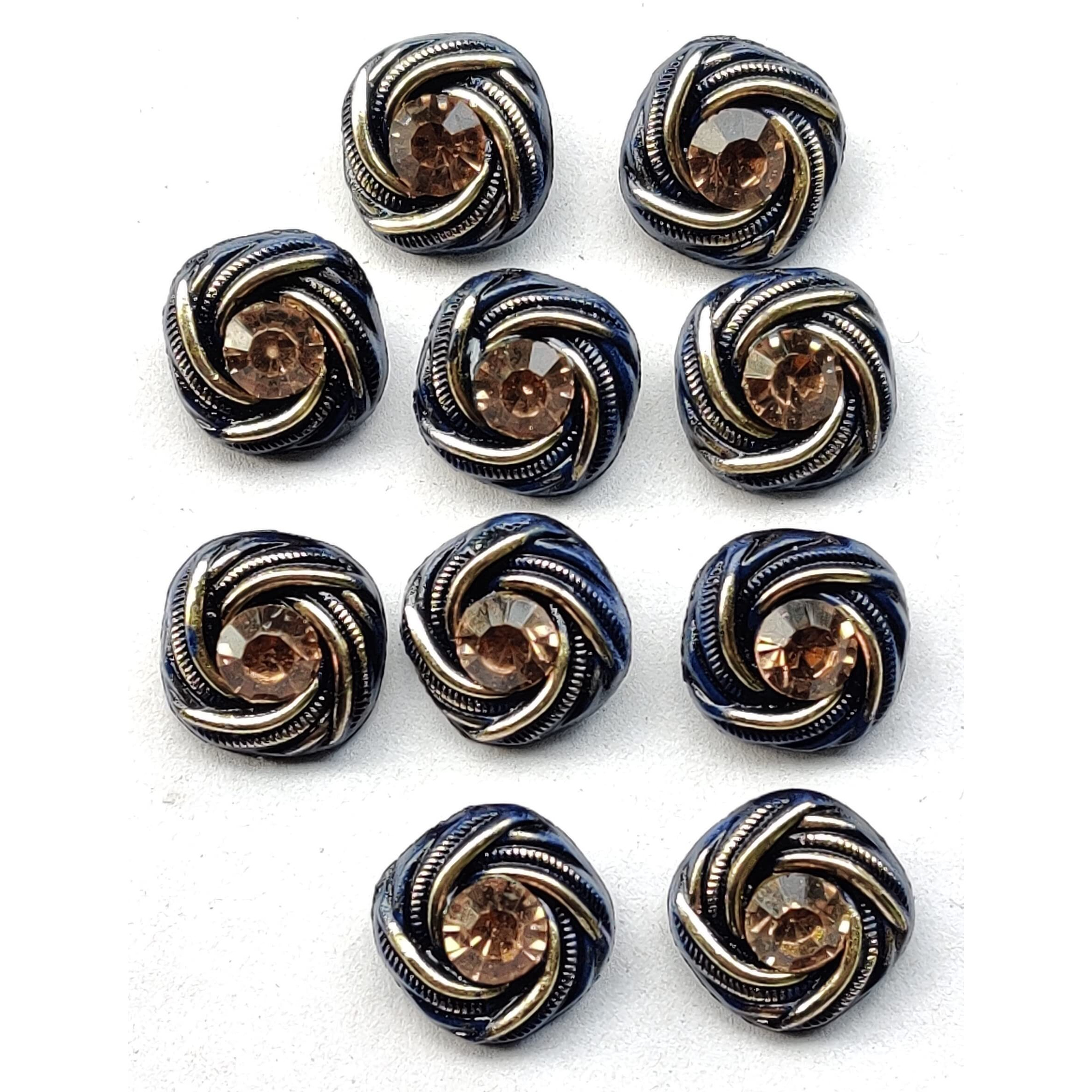 Paushak Boutique Square Navy Blue & Golden Button (Piece Of 10)