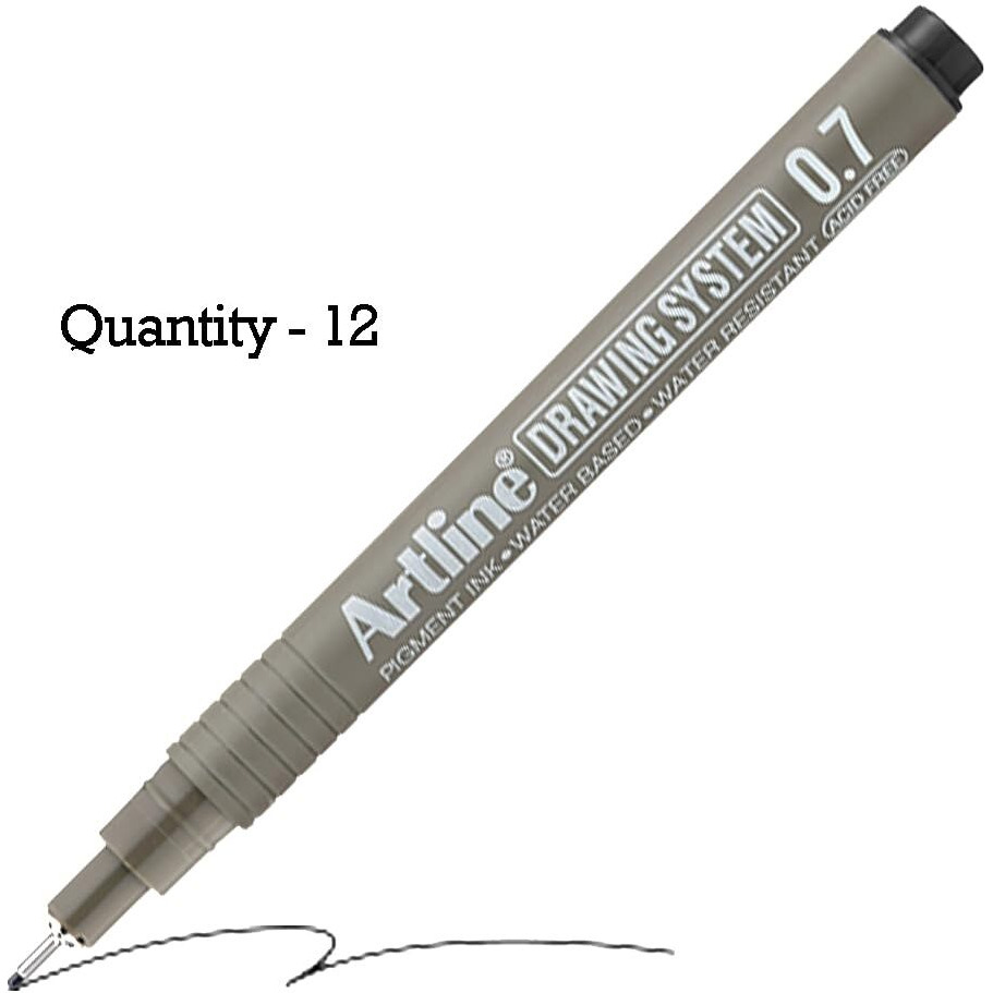 Artline Black Colour Drawing System Pen Of Writing Width 0.7 Mm Of 12 Qunaity | Explore Various Drawing Techniques For Artists & Designers