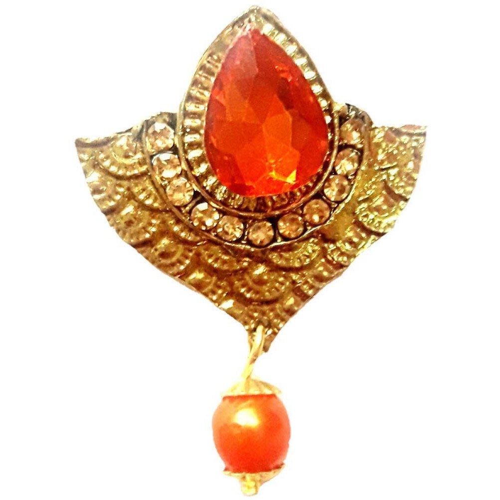 Paushak Boutique Designer Orange Golden Diya Style Button (Piece Of 4)