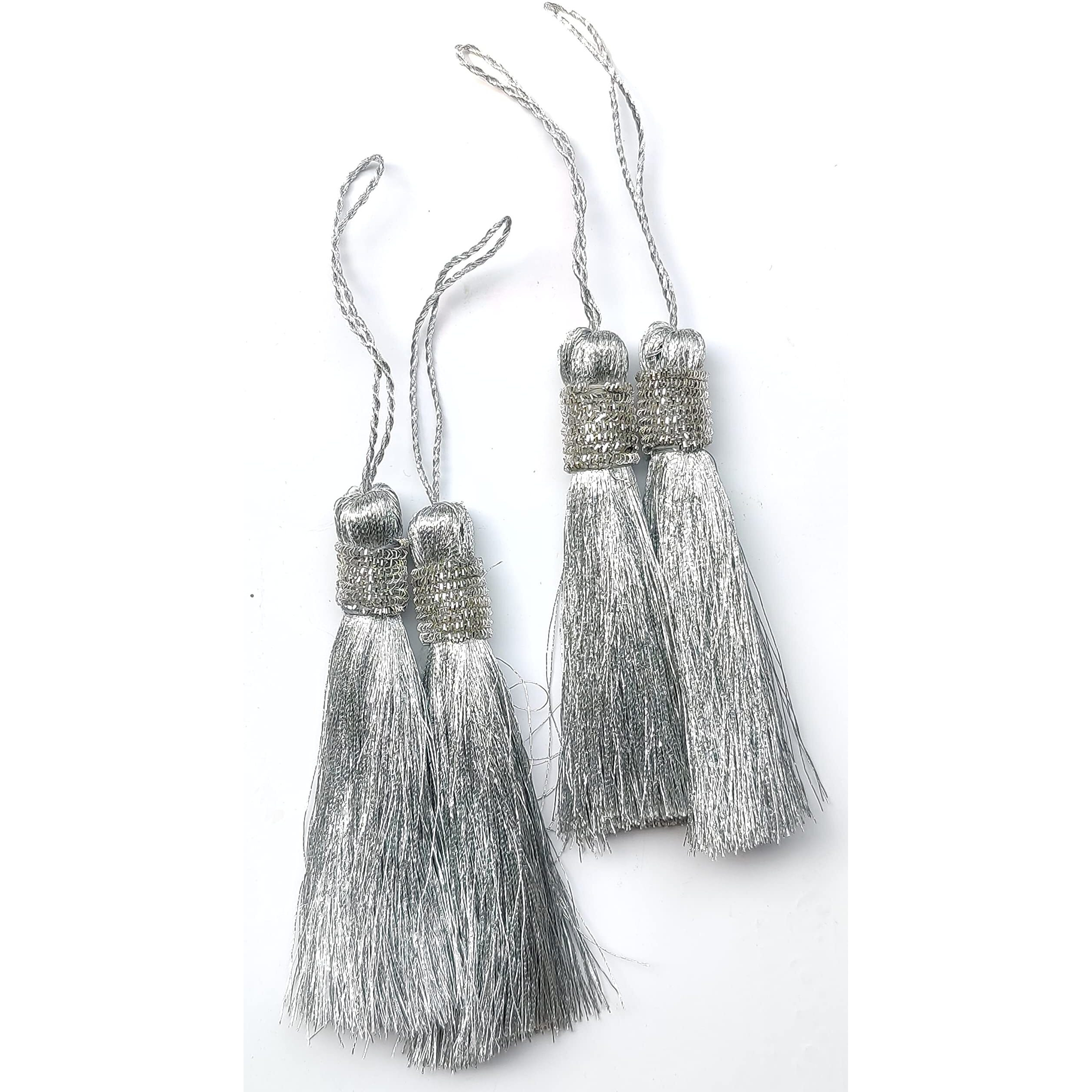 Paushak Boutique Silver Broom Latkan (Set Of 2)