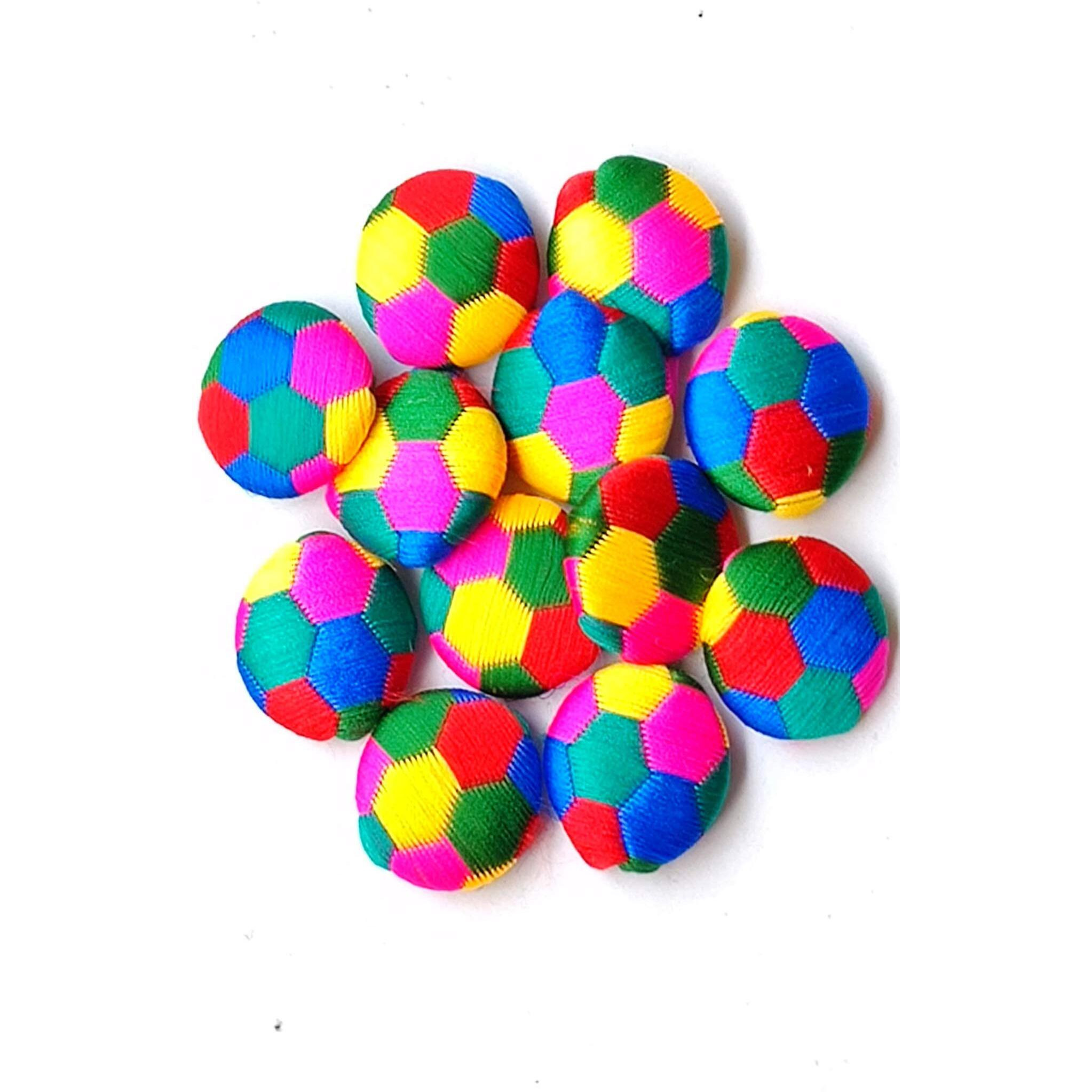 Paushak Boutique Multicolour Round Shape Embroidery Button (Set Of 4)
