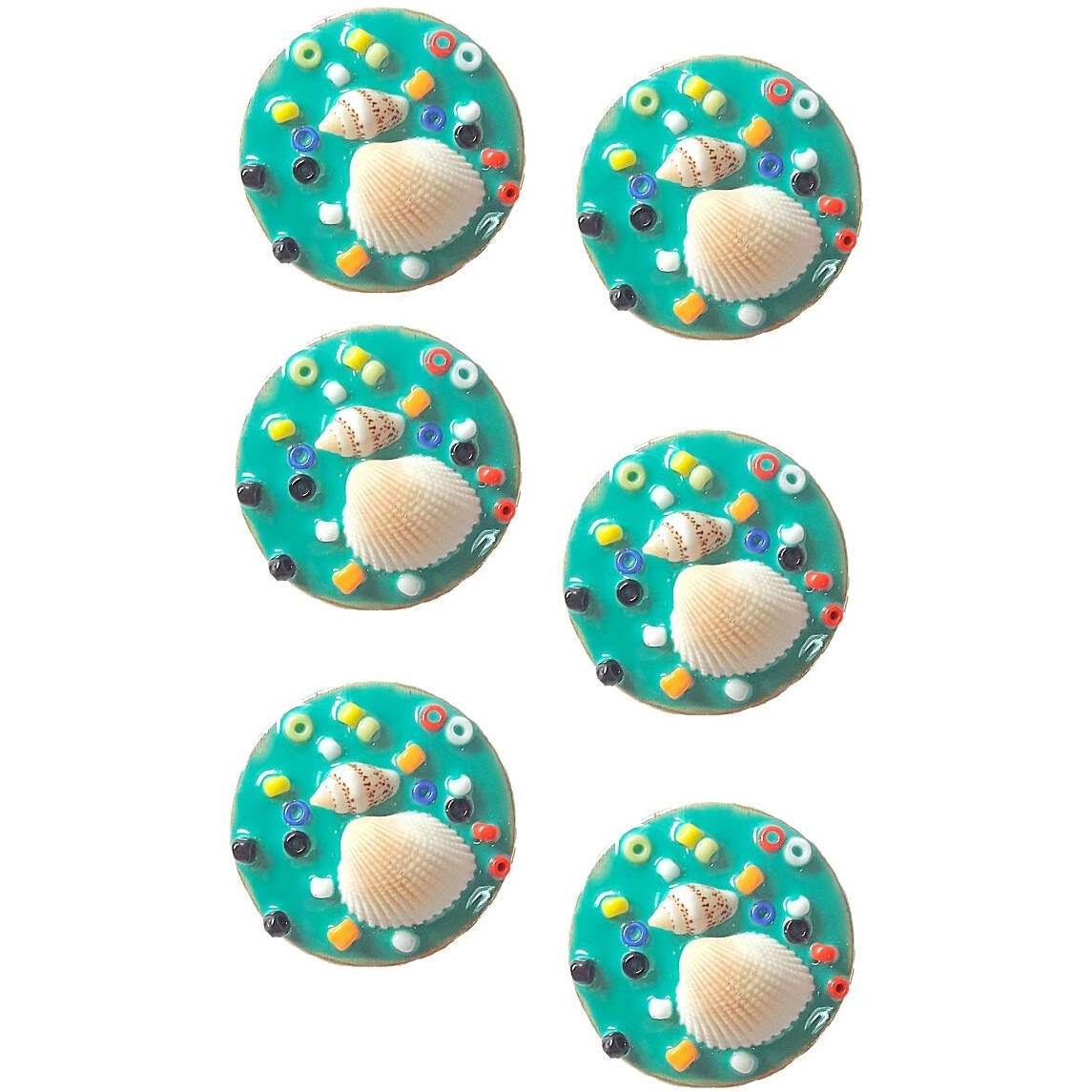 Paushak Boutique Firozi Moti Shankh Button (Set Of 4)