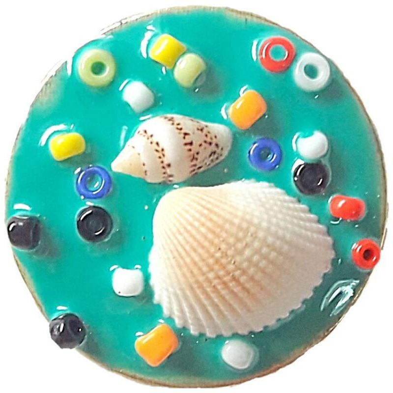 Paushak Boutique Firozi Moti Shankh Button (Set Of 4)