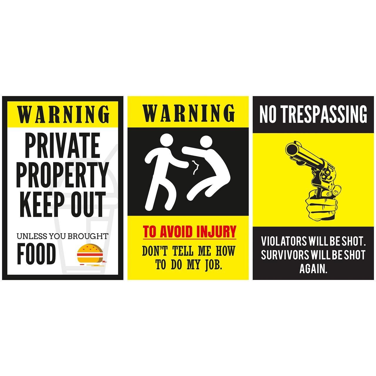 Inephos Paper Warning Signs And Funny Poster, Black, 12 X 18 Inch