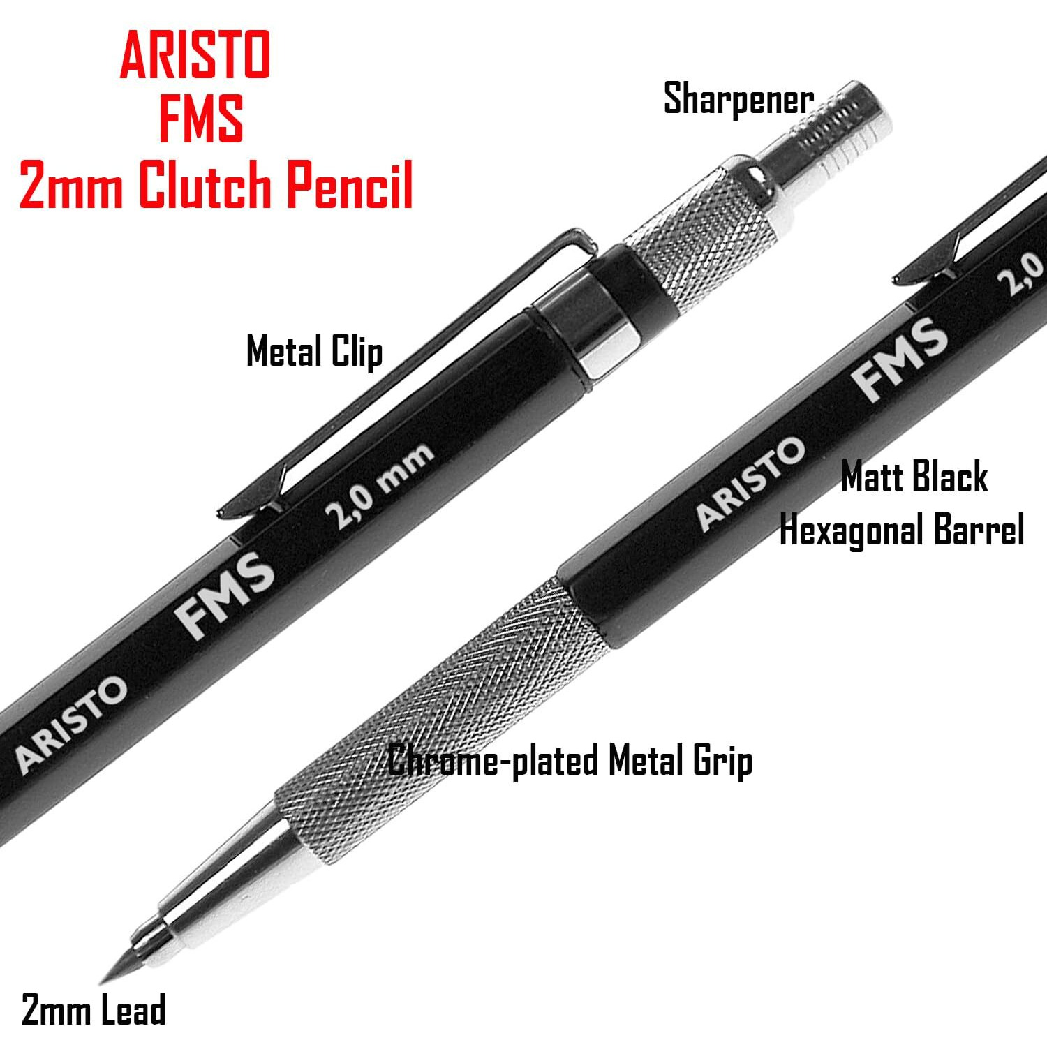 Aristo Geotec Mechanical Pencil, 2 Mm, Hb, Black