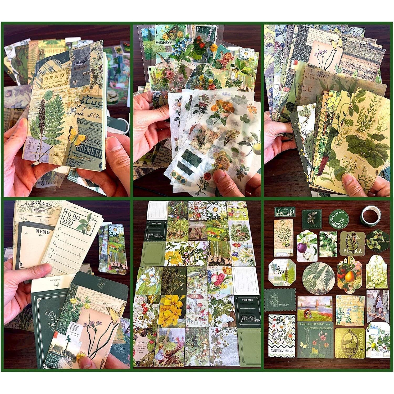 Gdnk 346Pcs Vintage Journal Scrapbook Pack Kit For Art Journaling Bullet, Planners Diy Paper Stickers, Craft Kits Notebook, Collage Album Aesthetic Sticker (Moonlight) (Green)