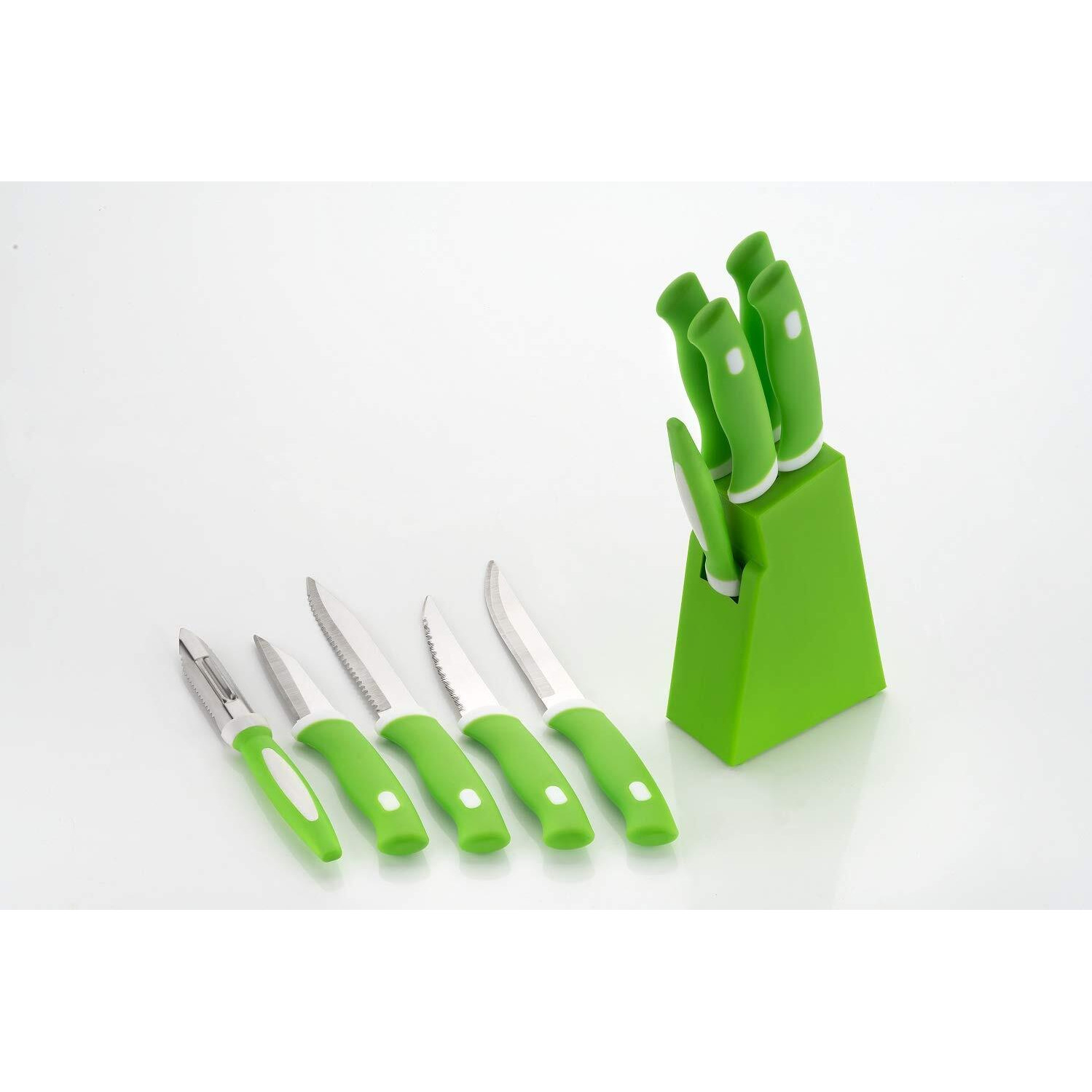 Fluzov Stainless Steel Knife Stand, Knife And Peeler 4 Knife + 1 Peeler + 1 Stand