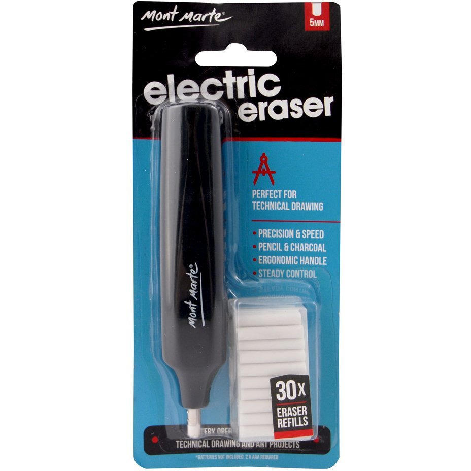 Mont Marte Electric Eraser, Includes 30 Eraser Refills. For Graphite Pencils And Color Pencils By Vanshi Art
