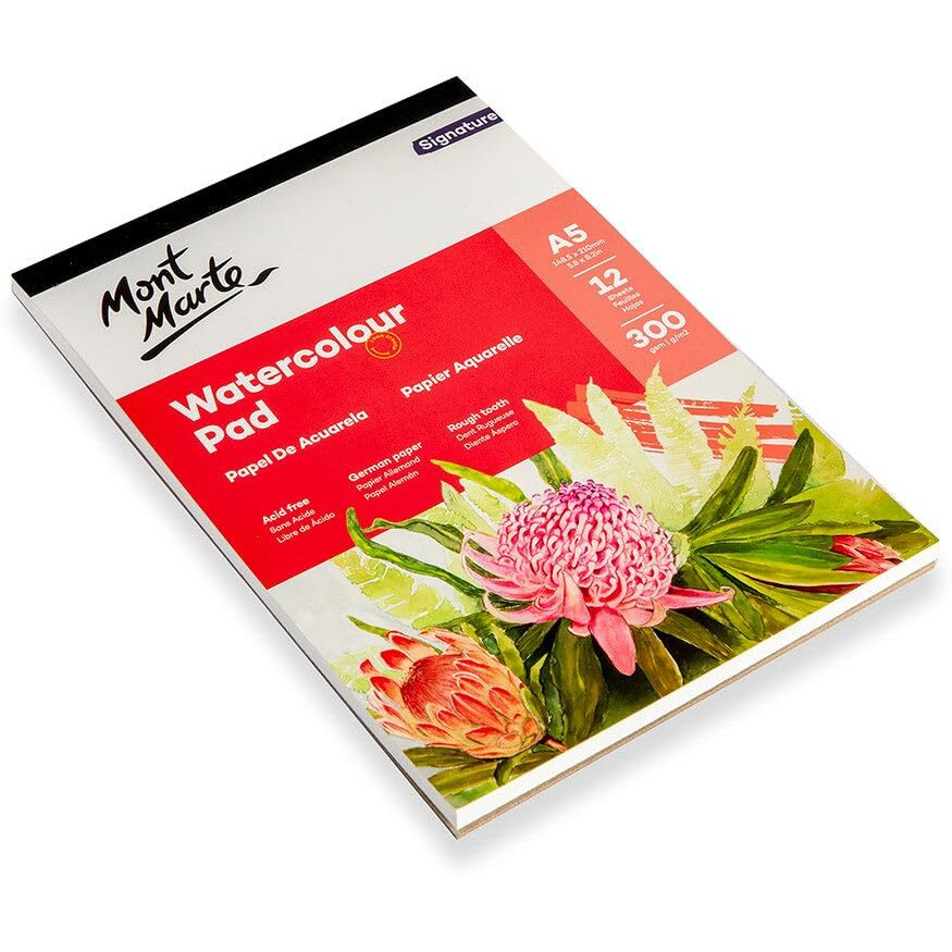 Mont Marte Watercolour Pad German Paper A5 300Gsm 12 Sheet