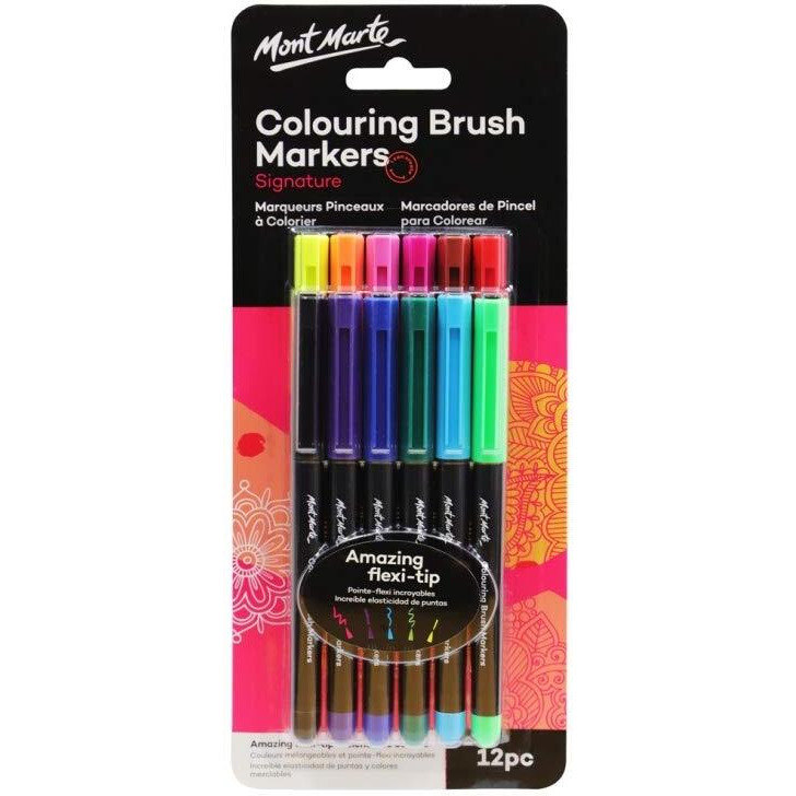 Mont Marte Colouring Brush Markers 12Pc