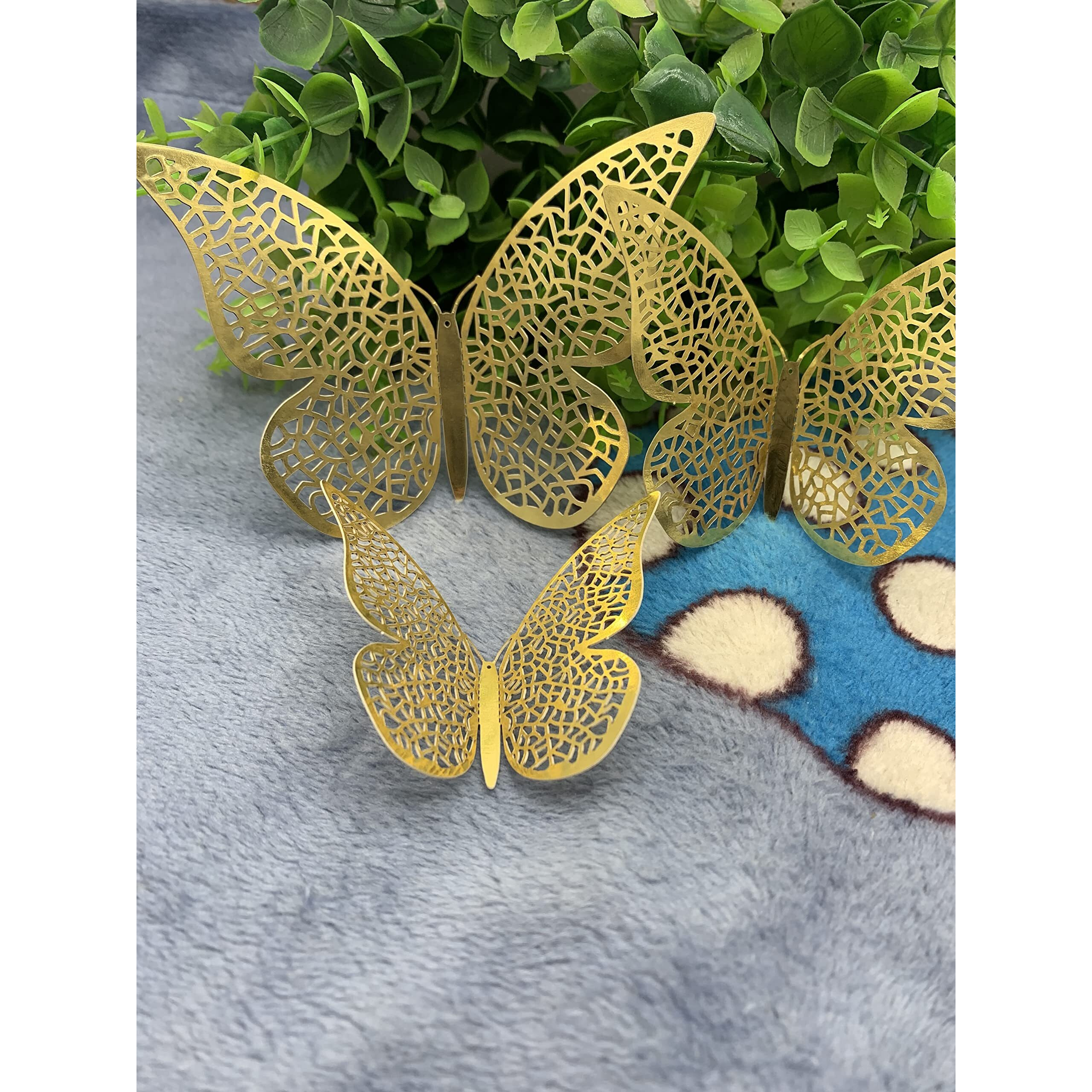 Inrali 3D Butterfly Wall Stickers Butterfly Wall Decals For Home Decor Diy Butterflies Fridge Sticker Room Decoration Party Wedding Decor (12Pcs, Gold) ,Paper, Self-Adhesive