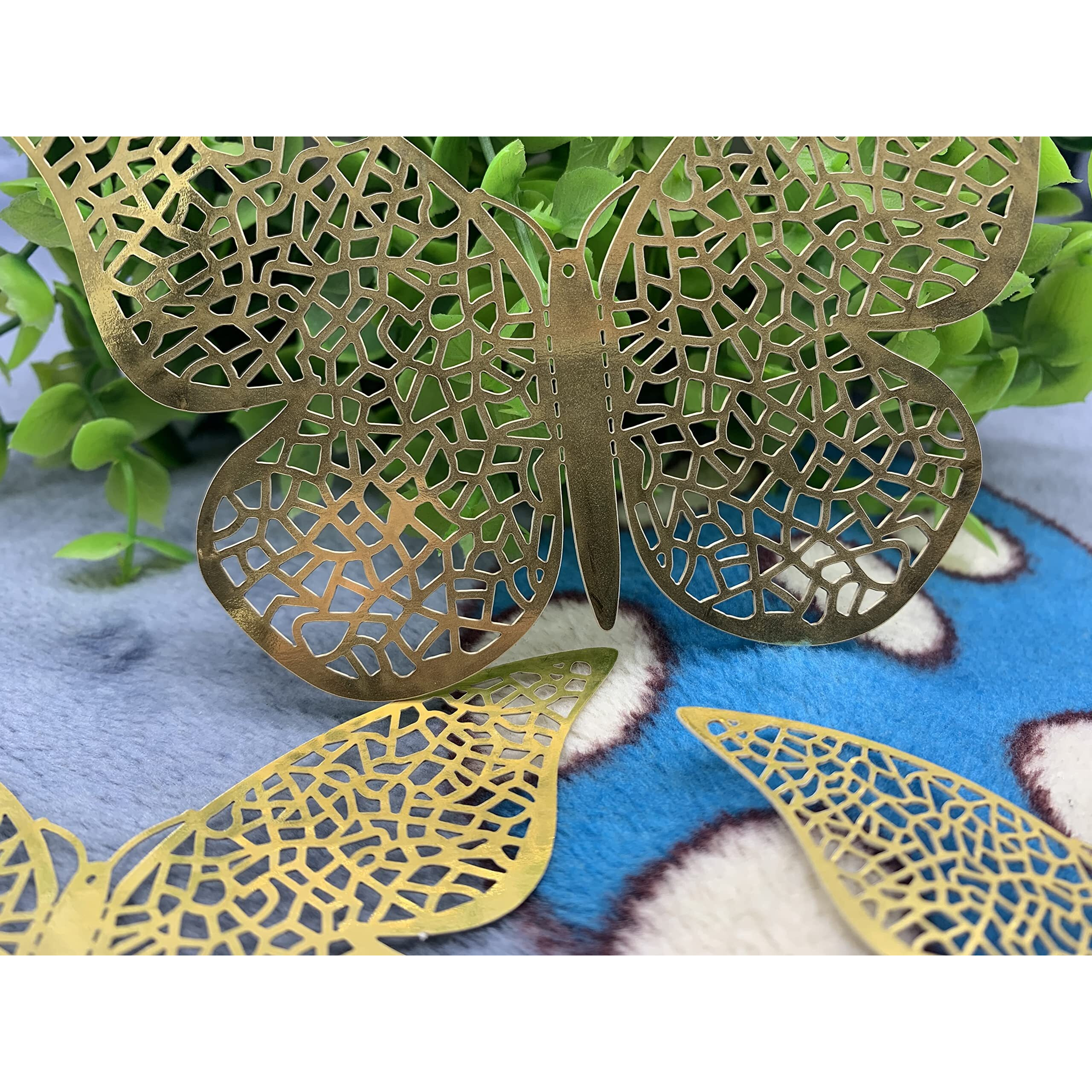 Inrali 3D Butterfly Wall Stickers Butterfly Wall Decals For Home Decor Diy Butterflies Fridge Sticker Room Decoration Party Wedding Decor (12Pcs, Gold) ,Paper, Self-Adhesive