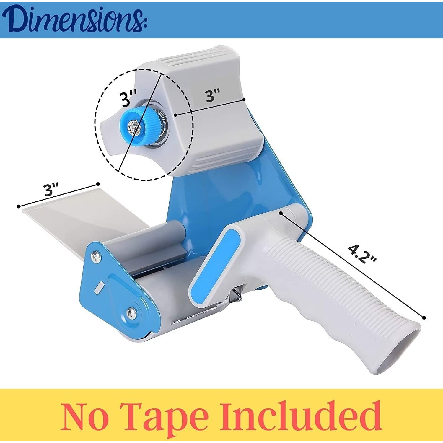 Hirparag 3 Inch Stainless Steel Blade With Plastic Handheld Tape Dispenser, Packaging Tape Cutter, Multi Color, Pack Of 1
