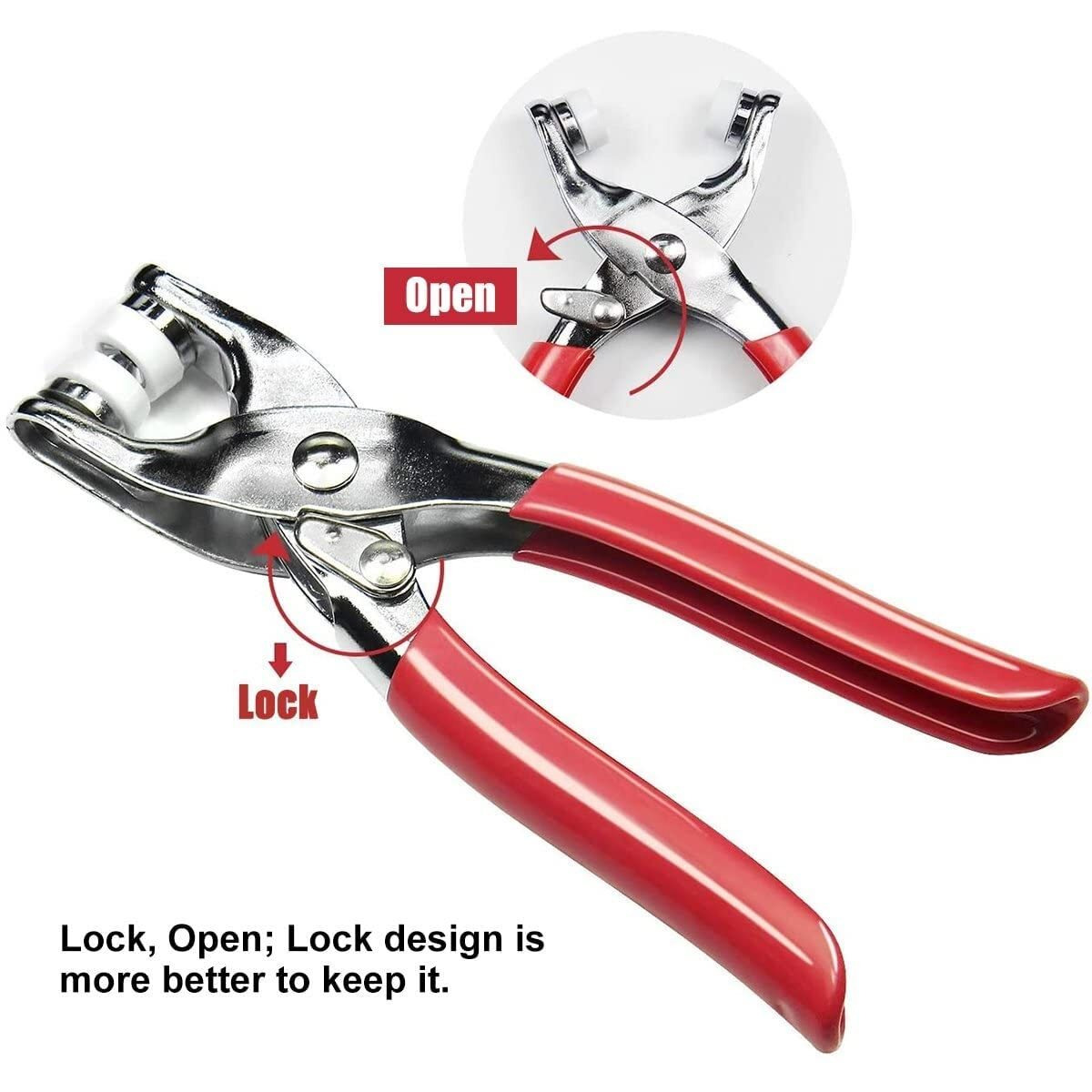 Moxtiza Grommet Eyelet Setting Pliers Tool For Bag Shoes Leather Belt Cloth Easy Press Button Snap Fastener Plier Button Pincer Pile Clipper Setter Hand Tool With 100Pcs Multi Color Rivets