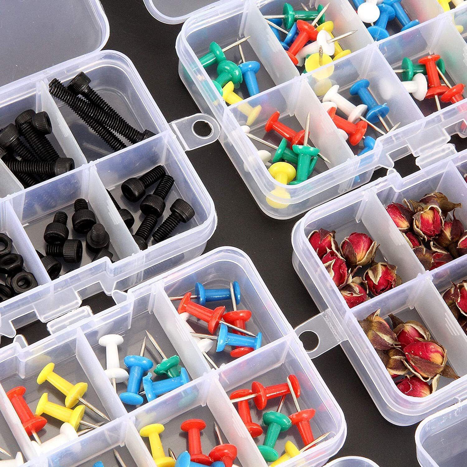 Diy Crafts Pack Of 3 Pcs L Pink, Clear/Transparent, 3 Pcs, Jewelry Organizer Adjustable Removable Clear Plastic 10-Grid Jewelry Organizer Div(Pack Of 3 Pcs L Pink, Clear/Transparent)