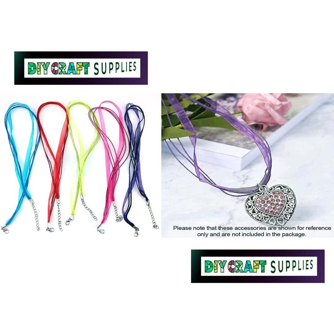Diy Crafts 35 Pcs, Random, Tibtyan Pendent With Organza 3 Line/Loop Colorful Diy Jewelry Making Voile String Ribbon Organza Strings Lobster Clasp Necklace Chai(35 Pcs, Random)