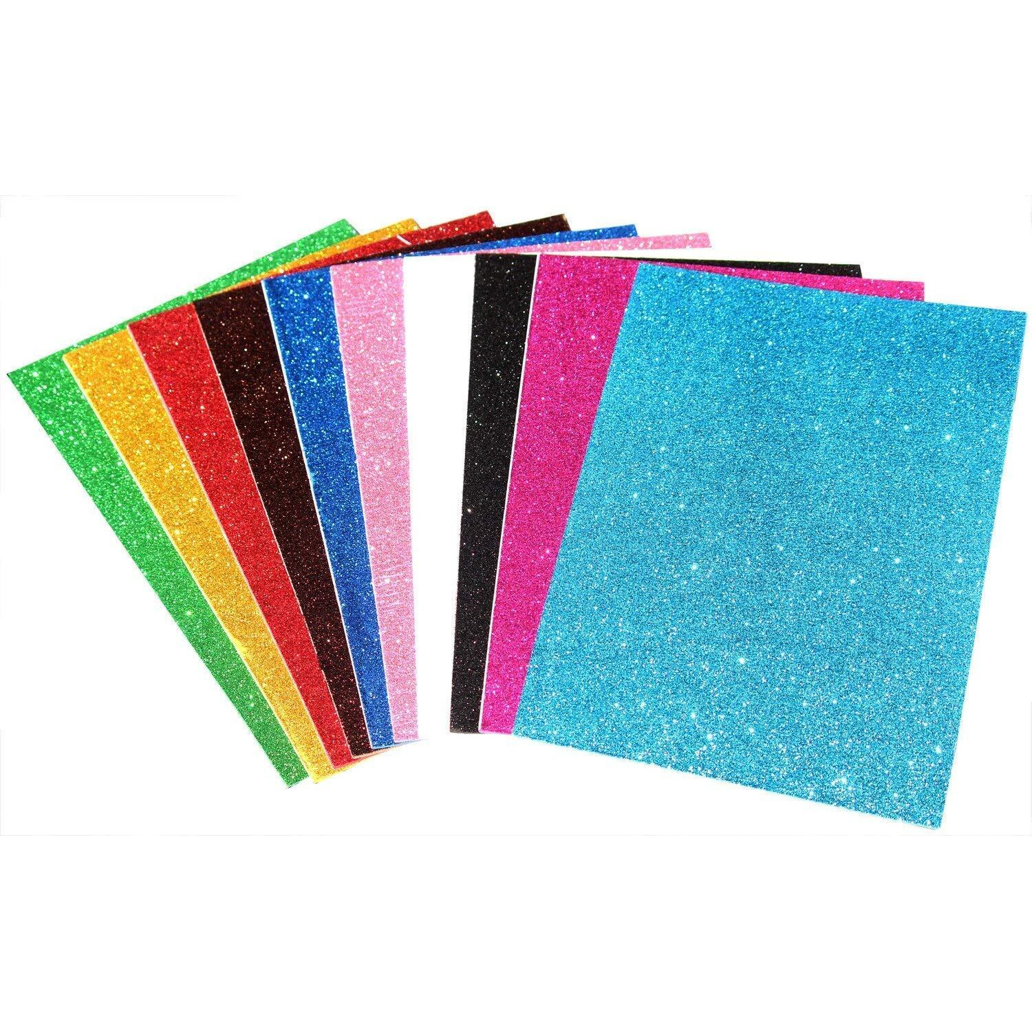 Eclet Multicolor A4 Size Non-Adhesive Glitter Sheet Paper (10 Sheets, 250Gsm, 499G) For Crafts