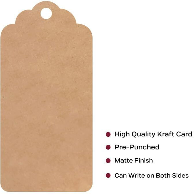 Townbus 300 Pcs Of Double Sided Blank Craft Brown Hang Tags With String For Return Gifts | Plain Price Tags With Jute Rope | Thread