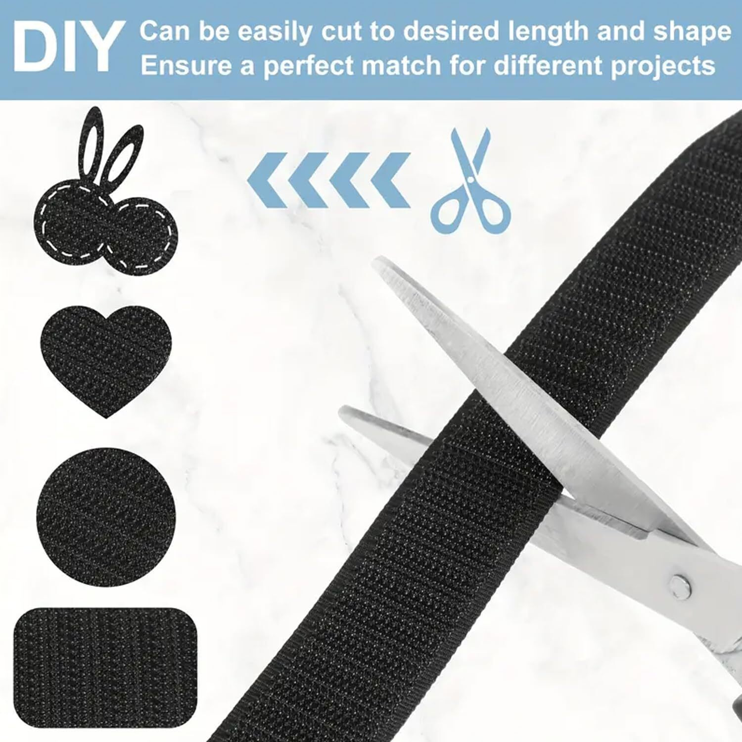 Aakriti Sew On Hook And Loop Tape, Non-Adhesive Sticky Back Nylon Fabric Fastener Interlocking Tape For Sewing Crafts Diy, Clothes & Shoes Size-0.75Inch(20 Mm) (5M - Black)