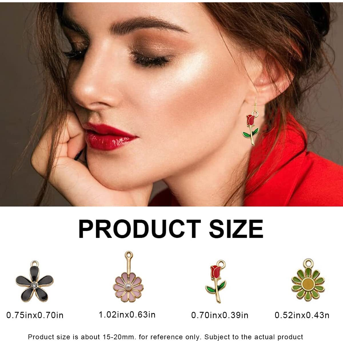 Maycreate 60Pcs Assorted Gold Plated Enamel Pendants, Floral Themed Flower Charms For Jewelry, Bracelet, Earring, Necklace, Keychain Diy Jewelry Accessories Charms