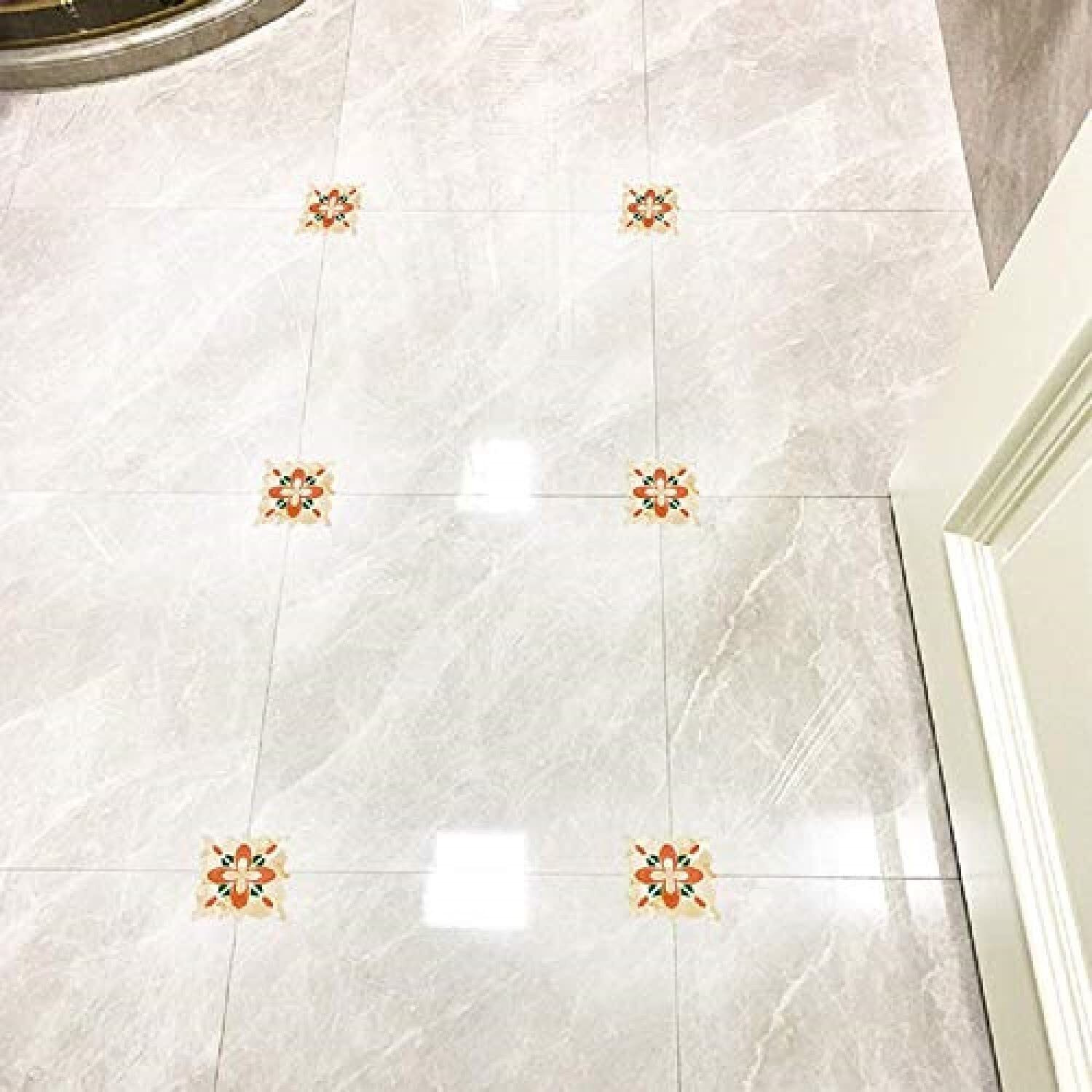 Jaamso Royals Multicolor Square Design Vinyl Peel And Stick Self Adhesive Home Decor Floor Sticker (45 Cm X 30 Cm) P