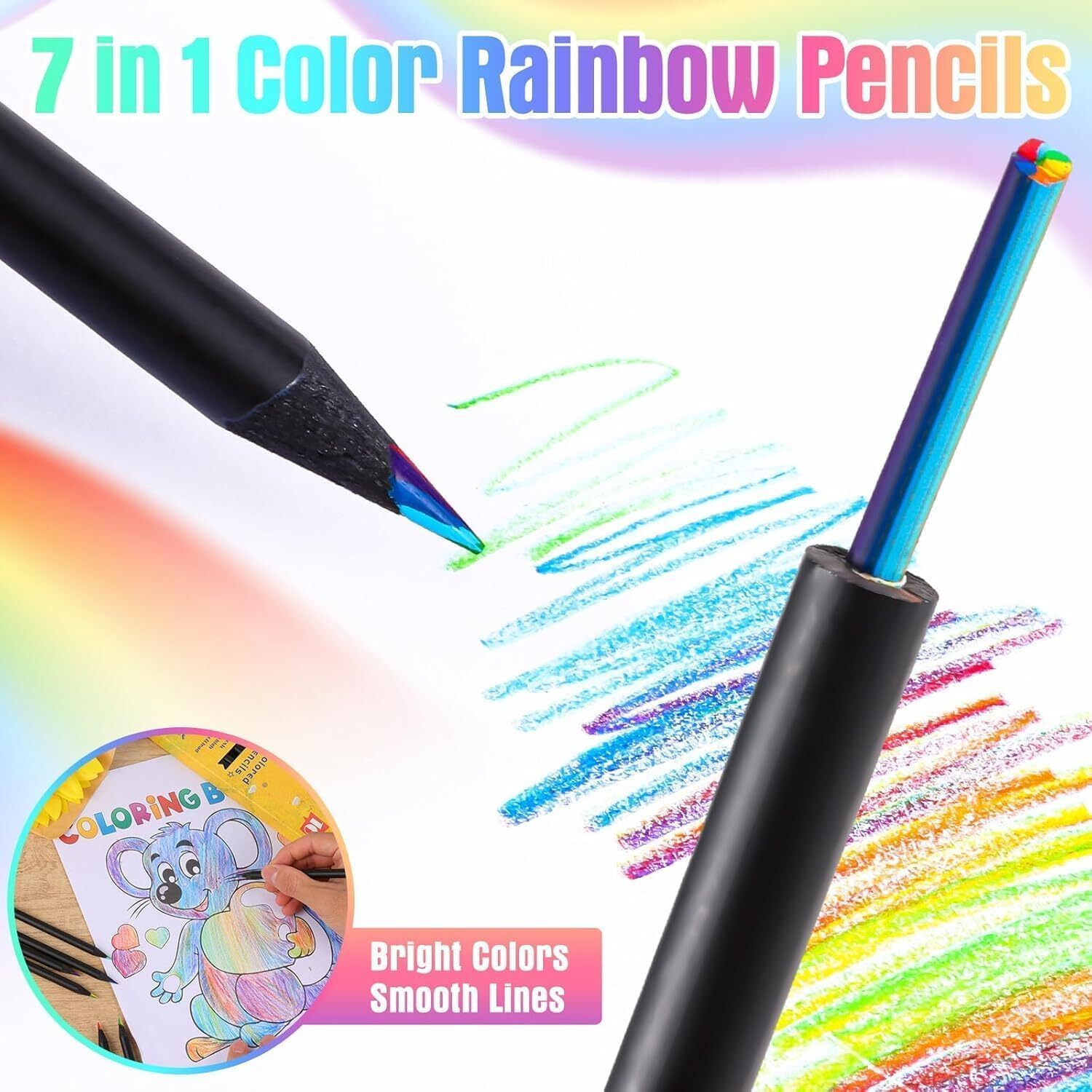 Sgmvk 12 Colors Rainbow Pencils For Kids Adults Rainbow Colored Pencil Art Supplies For Girls Boys Multi Colored Pencils Bulk For Coloring Drawing Sketching, Pre-Sharpened