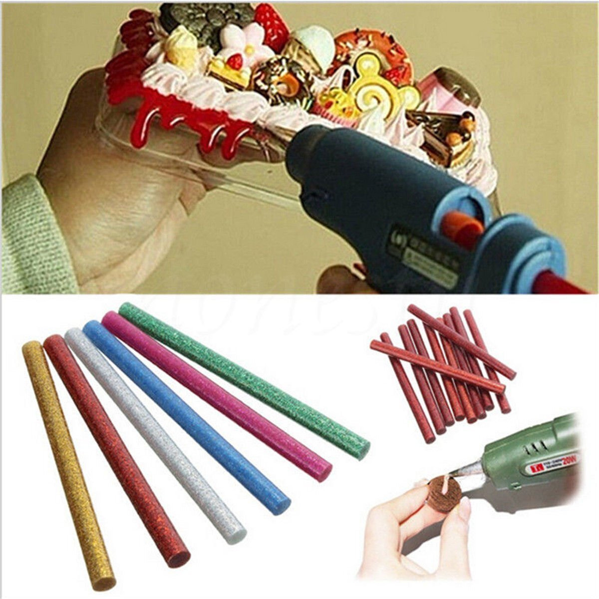 11Mm (Diameter) Hot Melt Glitter Coloured Sparkle Glue Sticks (Assorted) For Glue Gun (20 Glitter Glue Sticks)