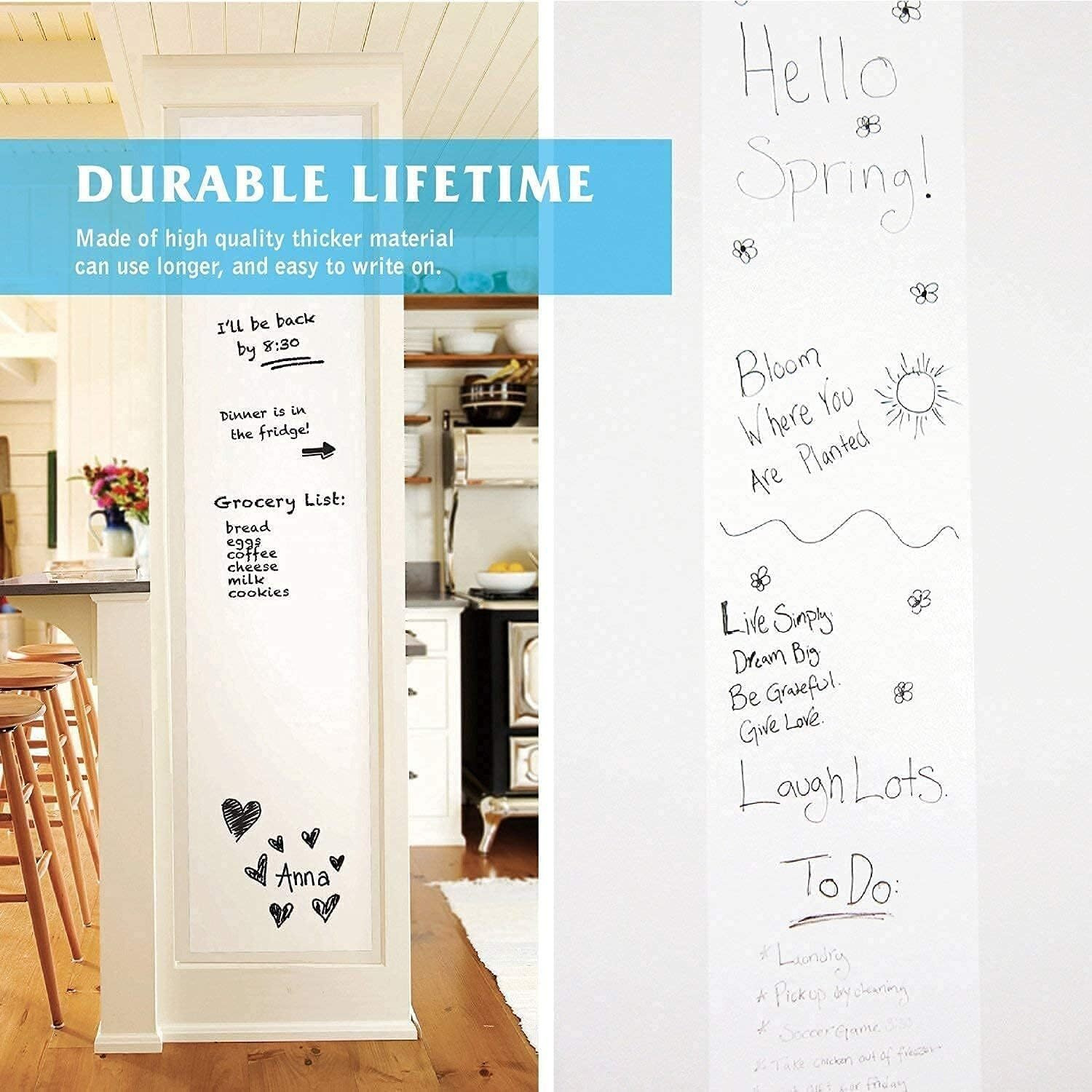 House Hatch Self-Adhesive White Board Wall Sticker, Removable Whiteboard Wallpaper For School, Office, College, 60X200Cm