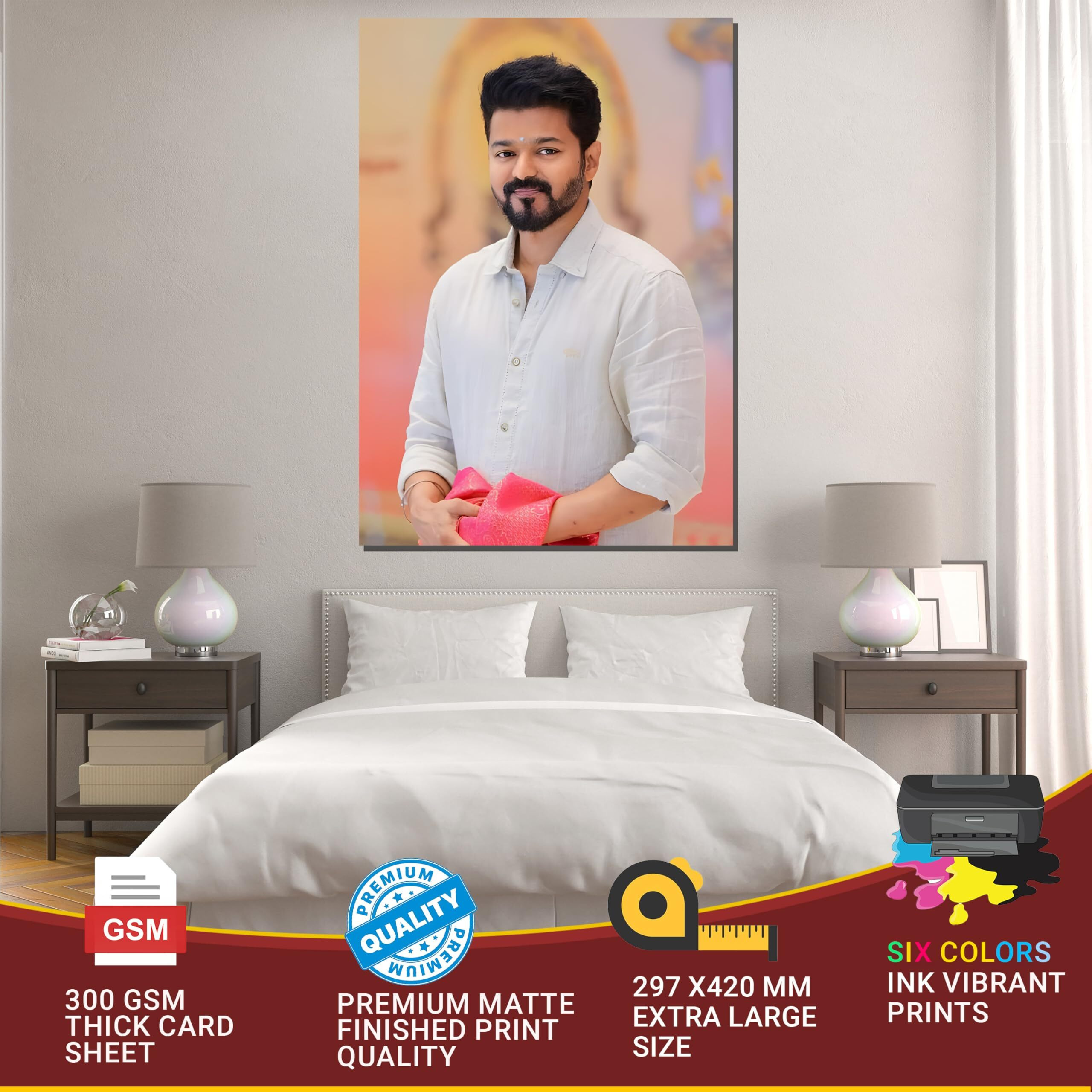 Vinyl Thalapathy Vijay Wall Poster Sticker | Vijay Thalapathi Posters Stickers For Wall, Room Decorations, 42 Cm