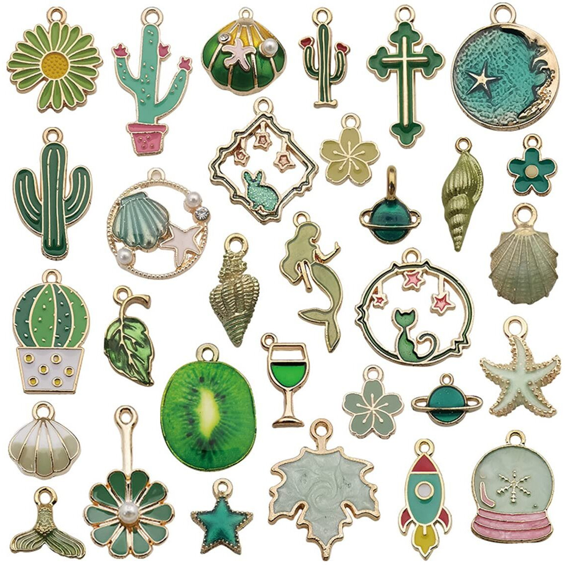 Maycreate 31 Pcs Diy Jewelry Making Pendent Kit Assorted Cartoon Theme Enamel Charms Pendents Gold Plated Diy Charm Necklace Bracelets Pendent Kit For Bracelet Jewelry Making And Crafting