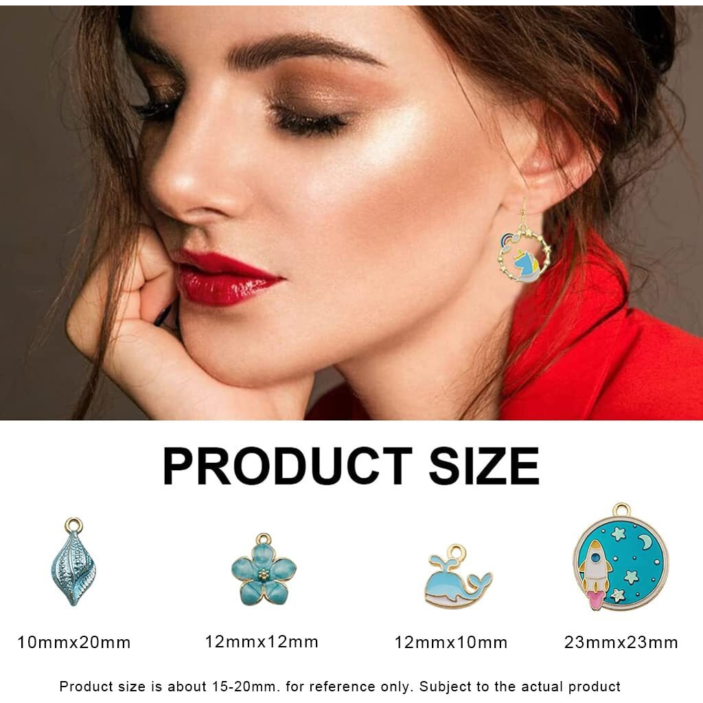 Zibuyu Pendant Charms For Jewelery Making Kit Assorted Cartoon Blue Enamel Gold Plated Charms Pendants For Diy Charms Necklace Bracelets For Making Jewelry And Crafting - 31 Pcs