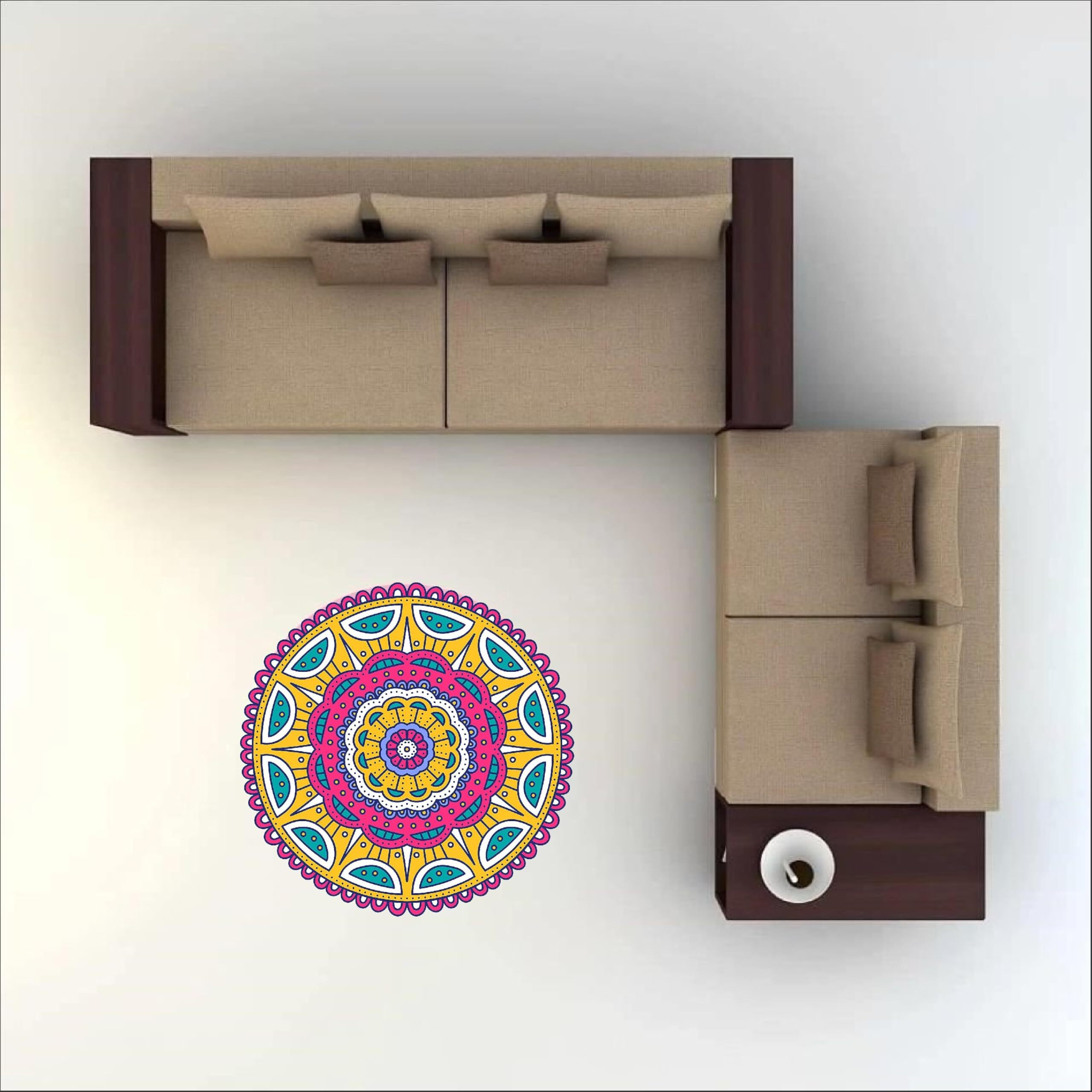 Dreamkraft Colorful Rangoli Sticker Set For Diwali Decoration, Floor & Wall Stickers (30 Cm X 30 Cm, Pack Of 4)_Pc512