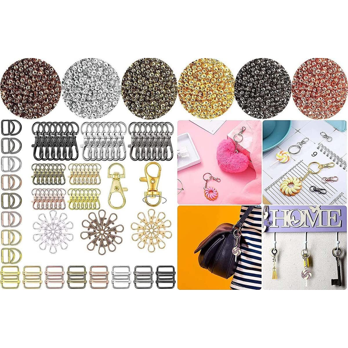 Diy Crafts 5 Only Kerings, Nickel Silver, Only Kerings, Swivel Clasps Set Metal Lanyard Snap Hook, Lobster Claw Clasps Keychain Rings Open Rings Eye Screws Pins(5 Only Kerings, Nickel Silver)