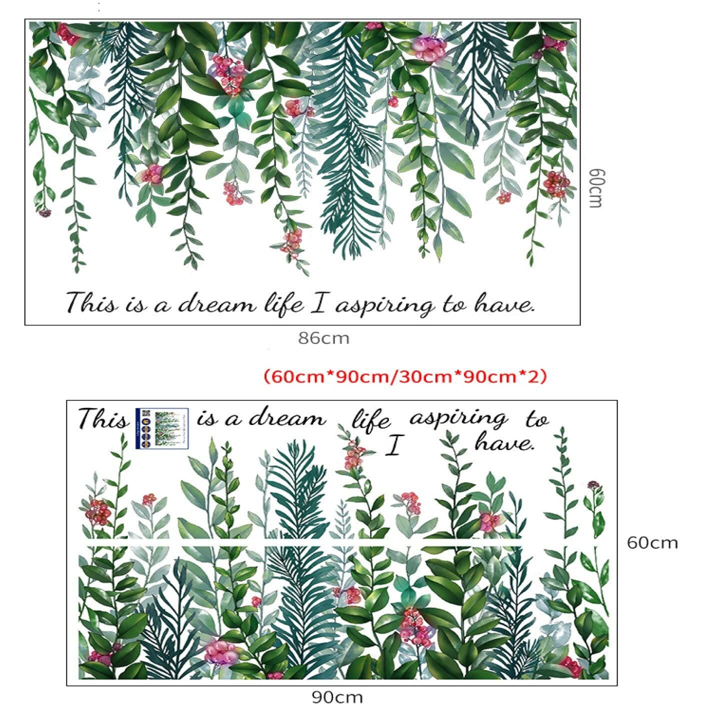 Jaamso Royals Green Vine Plants Potted Nature Wall Stickers, For Living Room, Beautiful Wall Stickers, Stickers Tree Design, For Wall Decoration (60Cm X 90Cm)