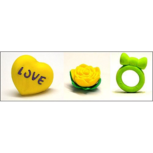 Coi Multi Co-Lour Eraser Set For Kids. (Heart Flower Ring)