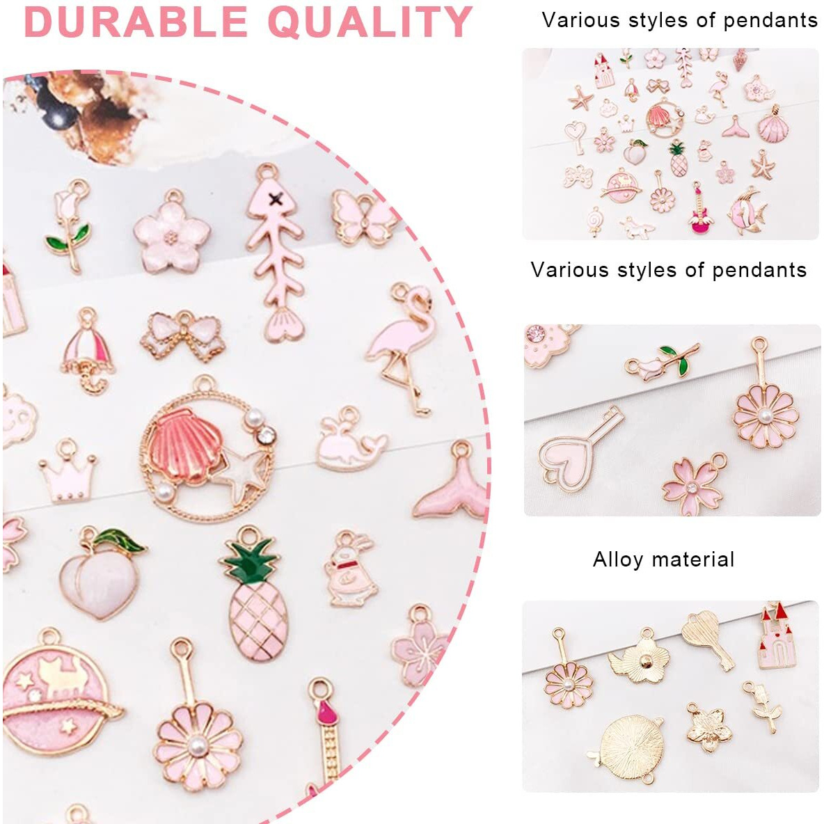 Maycreate Metal 31Pcs Diy Jewelry Making Pendent Kit Assorted Lovely Enamel Charms Pendents Gold Plated Diy Charm Necklace Bracelets Pendent Kit Bracelet Jewelry Making
