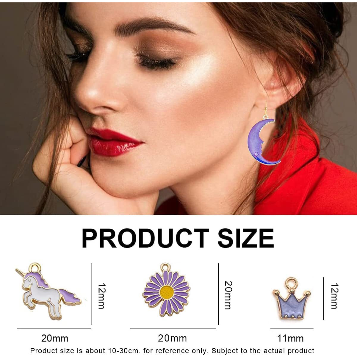 Maycreate 31Pcs Gold Plated Enamel Pendants Set Necklace Bracelet Charms For Diy Jewelry Making Charms And Crafting, Unicorn Moon Star Flower Fish Shell Pendant Kit (Purple)