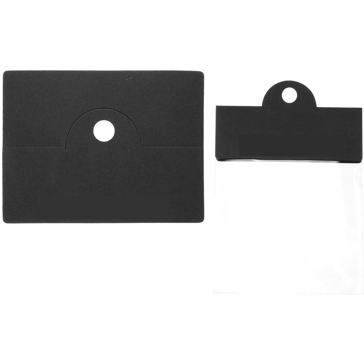 Zenomia Jewelry Card For Small Business, Hanging Display Cards, Bracelet, Earring, Keychain Black 50Pcs With 50Bag(3.14X2.36In)