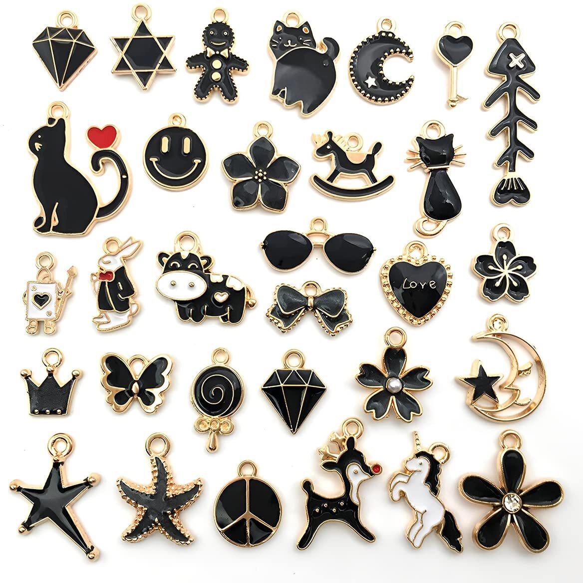 Maycreate Metal Palay 30Pcs Enamel Charms For Jewellery Making Assorted Gold Plated Charms Pendants Bracelet Charms Kit For Diy Earrings Necklace Jewelry Making And Crafting Accessories