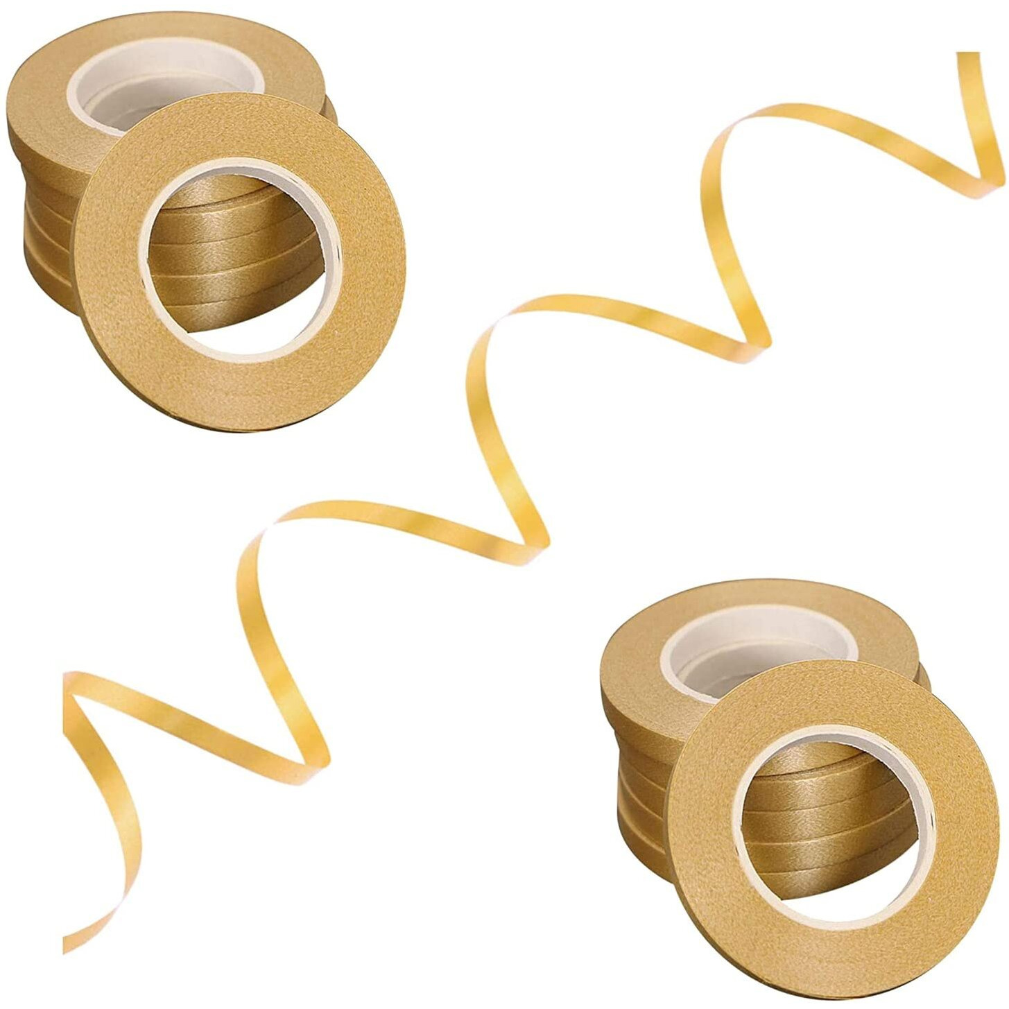 Zyozique 6 Pcs Curling Ribbons For Balloons Party Decoration 5 Meters Gold Crimped Curling Ribbon Shiny Balloon String Roll Gift Wrapping Ribbon -(Gold)
