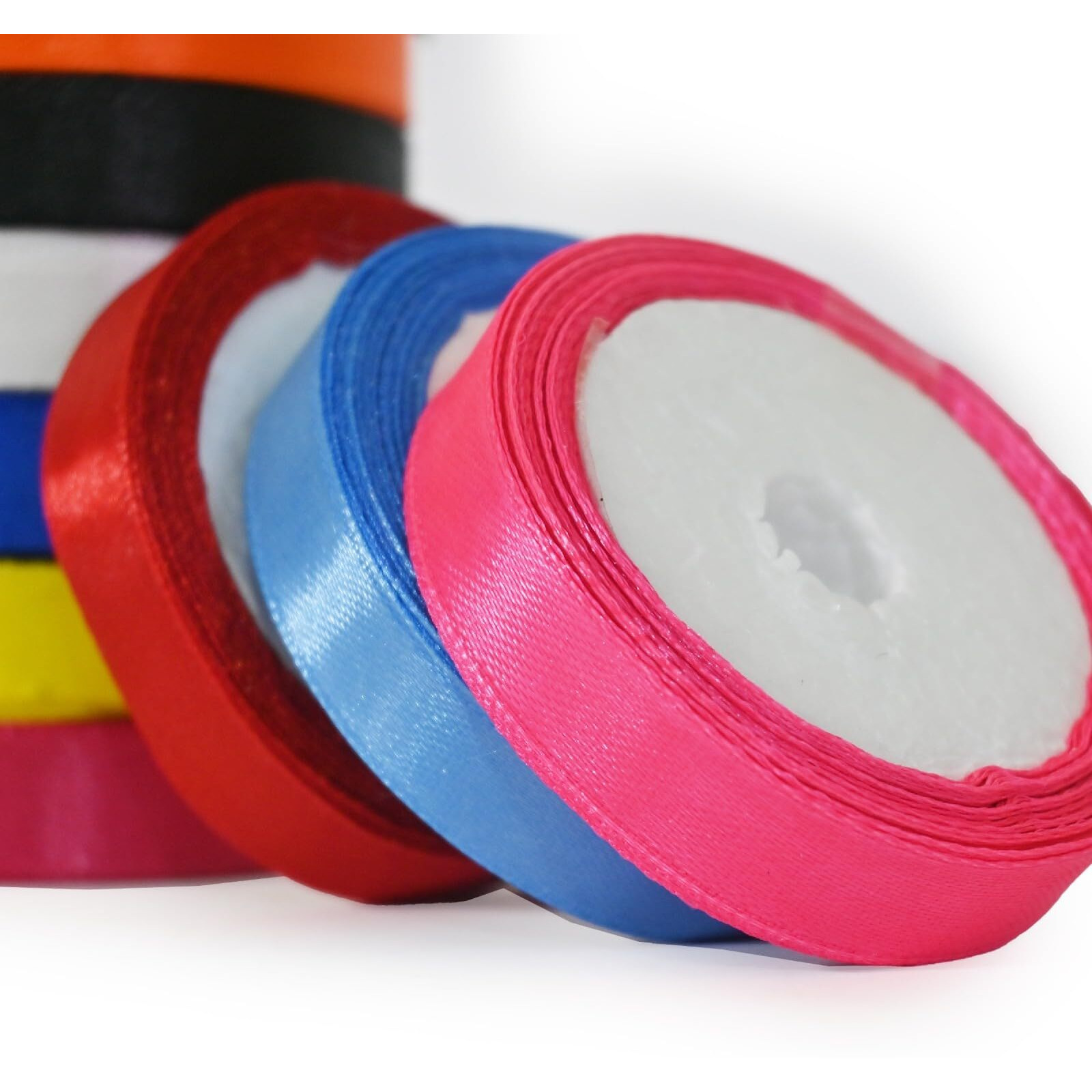 Amaroba Satin Ribbon For Decoration, Gift Wrapping, For School Project Works, Opening Ribbon And Multi Purpose Use (Half Inch (10Mtr X 10 Pc), Multi)