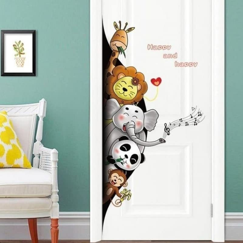 Jaamso Royals Vinyl Self-Adhesive Animals Black Hole 3D Door Asile Porch Wall Stickers For Kids Room (60 Cm X 90 Cm)