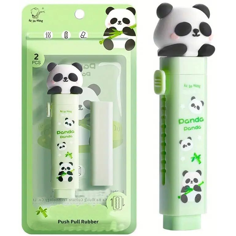 24 Pcs Pencil And Pack Of 2 Panda Cutter Shaped Design Eraser Set For Kids, Stationary Set, Rubber Eraser, Kawaii Erasers, Fancy Erasers For Birthday Return Gift (Pencil + Panda)