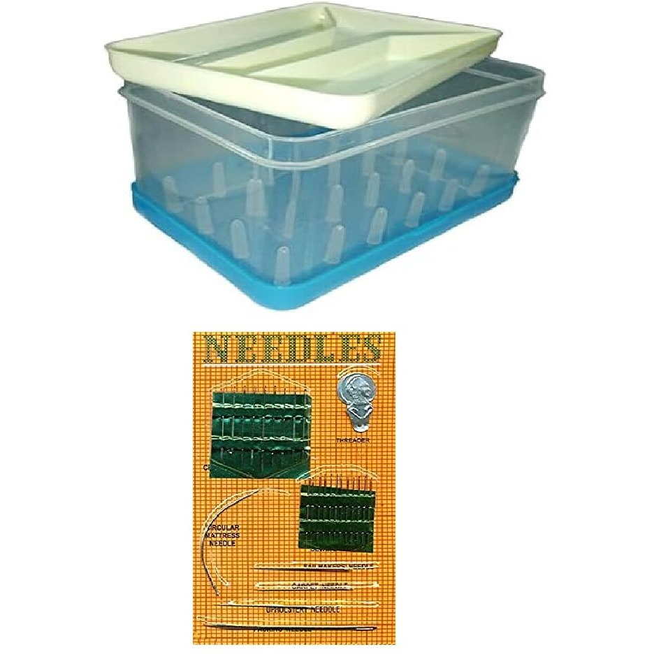 Korzystny 24 Reels Storage Sewing Supplies Organizer Rectangular Empty Plastic Tailoring Accessories Box Thread Button Storage Needle Box Big Size 24 Spools Tailor Kit (Multi Color)