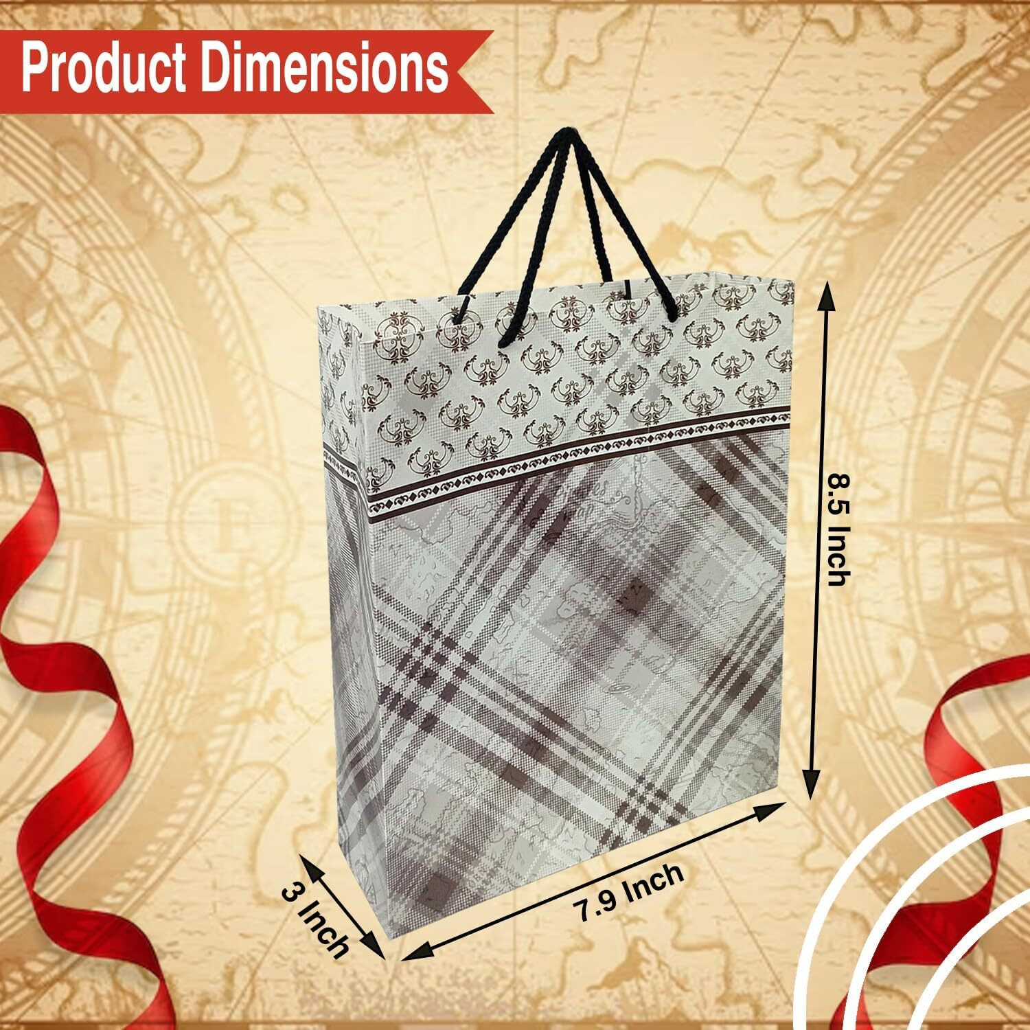 Aakriti Decorative Mini Gift Bags With Handles For Diwali Gift Birthday Party,Wedding,Gift Bag, Paper Bag, Carry Bag, Events Paper Bag (8.5 X 7.9 X 3 Inch, Pirate-10Pcs)